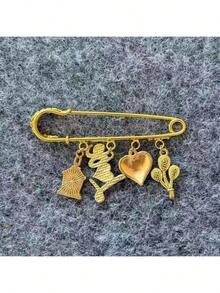 1pc Shiny Cute Zinc Alloy Brooch, Valentine's Day Gift For Women, Couples - Gold - View 3