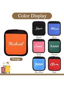 1pc Personalized Multi-Color Luggage Handle Wrap, Customizable Embroidered Name, Reusable Portable Accessory, Soolor Luggage Cover, Luggage Protector, Essential Travel Accessory