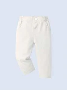 BOARNSEORL 男婴绅士套装三件套 - 白色衬衫配领结、马甲和裤子，适合生日派对、婚礼、节日、洗礼等场合。 - 白色 - 查看 4