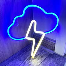 1pc LED Neon Cloud & Lightning Neon Sign, Thunderstorm Cloud Lightning USB & Battery Powered Neon Light, Home Wall Decor Night Light, Suitable For Holiday Decoration, Party, Proposal, Bedroom, Wedding, Birthday Party, Game Room, Valentine's Day, Mother's Day, Christmas - White - View 10