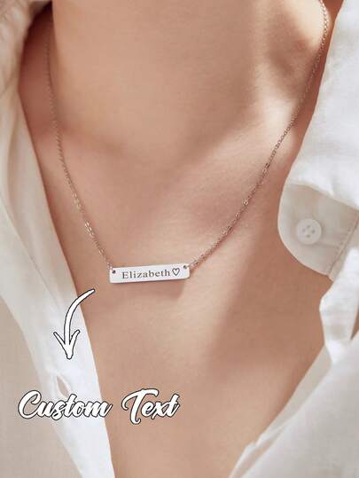 Personalized Name Necklace, Customized Engraved Necklace, Stainless Steel Engraved Necklace, Personalized Matte Minimalist Custom English Font, Suitable For Couples, Friends, Mother's Day, High-End Mother's Day Gift, Golden Fashion Back To School Season, Class Reunion, School Supplies, Suitable For Teenagers, Middle School Students