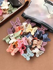 20pcs Spring Color Mini Butterfly Hair Clips,Cute Princess Style Small Hair Clips,Versatile Bangs Flyaway Hair Clips - Multicolor - View 2