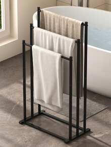 1pc Freestanding Bathroom Towel Rack - Space-Saving Bathroom Storage Rack With Construction, Suitable For Spas, Changing Rooms, And Hotel Bathrooms - Rustproof, Large-Capacity Towel Organizer - Multicolor - View 2