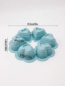 1pc Creative Silicone Heart-Shaped Cake Mold, 6-Cavity Pastry Chocolate Cookie Mold, Heat Resistant & Non-Stick, Suitable For Muffins, Cheesecakes, Tarts, DIY Baking, Soap Mold, Silicone - Multicolor - View 13