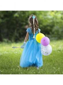 9pzs Princesa Disfraz Niñas Con Corona Y Cosplay Accesorios - Rojo - Ver 8