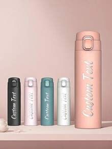 1pc Customizable Engraved Name Macaron Tumbler, Minimalist Flip-Top Vacuum Insulated Cup, Long-Lasting Thermal Insulation, Best Gift For Friends & Family, Multipurpose, Durable, Stylish, Reusable, High-Quality, Modern, Personalized, Unique - Multicolor - View 9