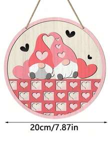 Valentine's Day Wooden Heart Gnome Sign, Round Holiday Door Ornament, Wall-Mountable Design, Suitable For Home, Patio, Living Room, And Bedroom Holiday Decor, Ideal Holiday Gift - Multicolor - View 8