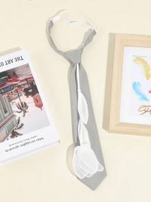 1pc Women's Handmade Floral Decor Elegant Solid Color Necktie, Suitable For Party, Gift, School, Shirt, Holiday Matching