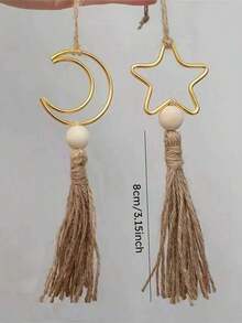 1件金属星月挂饰，带流苏，家居及节日氛围装饰 - 彩色 - 查看 6