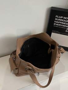 防水商务休闲PU手提包，多口袋设计，带隔层，多功能单肩斜挎包，适合年轻女孩、女大学生、白领和职场新人，完美适用于工作、商务通勤、购物、户外旅行和上学，大容量女士手提包 - 卡其色 - 查看 5