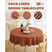 Fall Farmhouse Round Table Cloth For Indoor/Outdoor, Harvest Than1ks 1giving Faux Linen Washable Tablecloth Cover For Party Dining & Kitchen Table Decor (60 Inch,Round (2-4 Seats),Burnt Orange),BurntOrange60inchRound - BurntOrange60inchRound - View 4