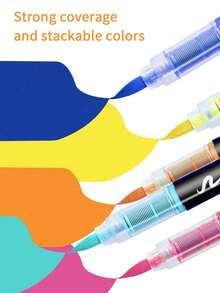 360/288/240/200/168/120/100/72/60/48/36/24/12色丙烯马克笔，软头丙烯颜料马克笔，不透明，可混色，适用于画布、岩石绘画、木材、石头、玻璃、陶瓷、织物、DIY工艺品，返校必备 - 直液式丙稀馬克筆 - 查看 7