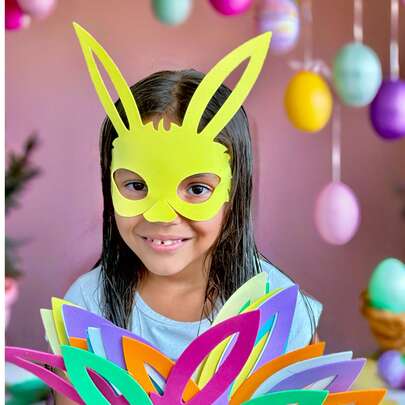 Kit ROSTO MÁSCARA PÁSCOA EVA LISO, para festa, escola, decoração, artesanatos, oficinas de arte
