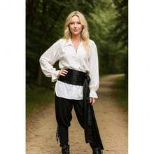 ThePirateDressing Pirate Medieval Renaissance Halloween Costume Large Sash,Black(SatinFabric) - Màu đen (Vải satin) - Xem 3