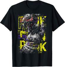 Japan Streetwear Cyberpunk Y2K Techwear Retro Manga Anime T-Shirt, black, S - Schwarz - Übersicht 1