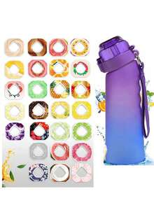 1 Botol Air Ombre dengan 1 Kapsul Pewangi Acak, 0 Gula 0 Kalori, Gelas Air untuk Aktivitas Luar Ruangan - MultiWarna - View 10