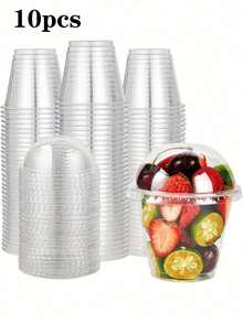 100pcs Transparent Plastic Cups With Lids, Crystal PET Material, Suitable For Desserts, Parfaits, One-Time Party Cups, Can Hold Fruits, Ice Cream, Cupcakes, Chilled Beverages, Also Can Be Used As School Supplies, Food Bags, Food Boxes To Hold Candies, Chocolates, Cookies, Ideal For Halloween Or Christmas Parties - Multicolor - View 13