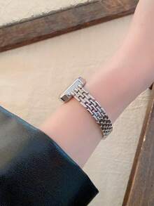 1 chiếc đồng hồ nữ mặt vuông màu bạc, máy quartz, kiểu dáng tối giản, thích hợp đeo hàng ngày, cũng có thể dùng làm quà sinh nhật/tốt nghiệp/tiệc tùng. - Bạc - Xem 3