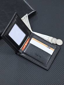 1pc Black Compact Design Men's Wallet Classic Black Multi-Card Slots Slim & Portable Credit Card Storage Large Capacity Main Compartment Great Gift For Friends And Fathers For Men Money Wallet Mini Wallet Purse Wallet Men Wallet Leather Small Wallet Travel Essential Badge Holder Id Card Holder Id Holder - Black - View 5