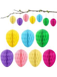 7 chiếc thỏ giấy tổ ong và nhụy trứng Phục Sinh - Có thể gấp gọn và dễ treo, đồ trang trí săn trứng mùa xuân màu pastel, thích hợp làm quà tặng trong các bữa tiệc Phục Sinh, đám cưới và các lễ hội mùa xuân - Đồ trang trí trứng hình thỏ tổ ong. - Trứng Phục Sinh - Xem 6