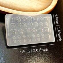 1pc Cartoon Button, Key Chain, Heart Lock, Fruit, Star, Kitten, Cookie Shaped Transparent Silicone Nail Art Mold, Creative Decorative Accessory - Clear - View 10