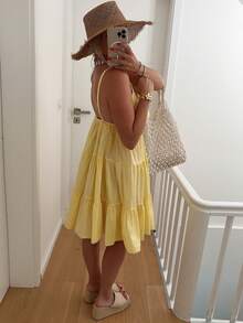 2026 Spring Summer New Women's Elegant Beach Vacation Dress - Loose A-Line Silhouette Lightweight Sundress, Casual Coastal Holiday Outfit - 薑色 - 查看 2
