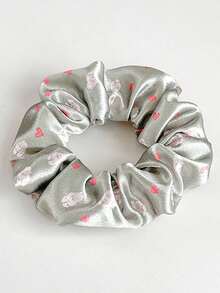 9/3/1件装水晶缎面印花大号发圈，欧美小号心形弹力发圈