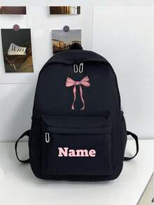 Customized Backpack, Ideal For Students Or Everyday Use; Fashionable And Versatile, Made Of Durable Nylon Material; Can Be Personalized With Name Or Holiday Greetings; Suitable For Both Men And Women; Elegant And Simple Design, Soft And Comfortable; Vibrant Colors; Adorable And Charming; Perfect For Casual Wear; Unique Personalized Gift For Family And Friends. - Black - View 16