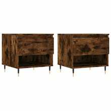 vidaXL Tables basses 2 pcs chêne fumé 50x46x50 cm bois d'ingénierie - Noir - Voir 3