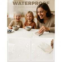 Faux Linen Waterproof Tablecloth,Ivory,84\ X 60\ (Rectangular),Ivory84inchx60inchRectangular - Ivory84inchx60inchRectangular - View 4