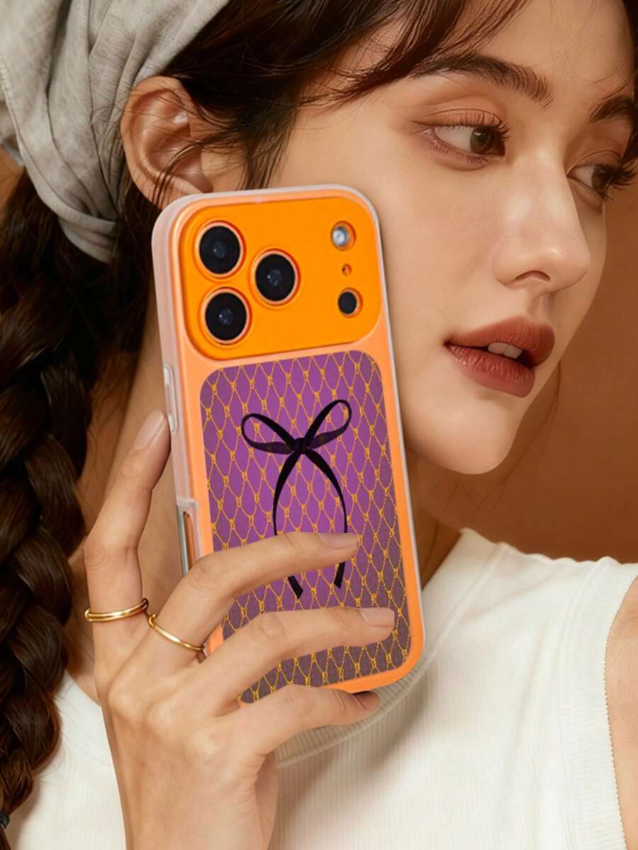 1个菱形扎染蝴蝶结双层手机壳，适用于 17/17 Pro/17 Pro Max/Air/13/14/15/16/15 Pro/16 Pro Max/14 Pro Max，哑光半透明TPU外壳+橙色边框PC内壳，2mm厚防摔，兼容 17/17 Pro/17 Pro Max/Air/13/14/15/16/15 Pro/16 Pro Max/14 Pro Max - 彩色 - 查看 1
