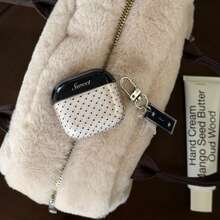 Minimalist Black & White Contrast Semi-Transparent Black Polka Dot + Star Pendant Earphone Case Compatible With AirPods Pro 2, Cute Apple 4 Minimalist 3 New 1/2 Generation Earphone Case For Women - Black and White - View 2