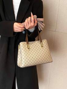 春夏时尚奢华复古印花大容量托特包，多功能单肩/斜挎/手提包。简约优雅设计，适合工作通勤、休闲、购物、旅行、情人节、母亲节等各种场合。 - 彩色 - 查看 7