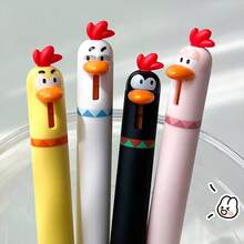 1/4/8/12pcs Funny Chicken Retractable Gel Pens, Cute Novelty Pens With Beak Click, 0.5mm Fine Point Black Ink, Cartoon Writing Pens For Students, Office, School, Gifts - Chicken Gel Pens - View 2