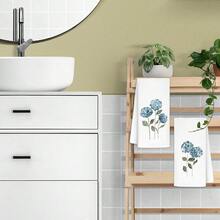 Blue Hydrangea Flowers Floral Kitchen Towels Set Of 2 - Summer Flowers Decorative Hand Towels For Bathroom, Blue Hydrangea Decor Dish Towels For Kitchen, Floral Hand Towels, 16x24 - Hydrangea1 - View 6