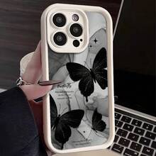 Butterfly Pattern Phone Case, Shockproof Phone Protective Cover, Phone Accessory Compatible With IPhone 11 12 13 14 15 16 Pro Max/Pro/Plus - Antique White - View 2