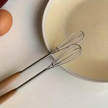 3pcs Wooden Handle Egg Beaters, Stainless Steel Kitchen Egg Whisk And Cream Mixer, 20.07cm - Multicolor - View 11
