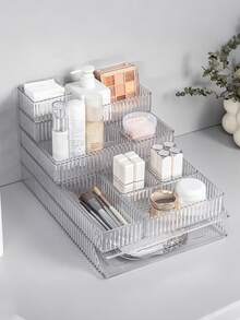 Bộ 10 hộp/9 hộp/7 hộp/6 hộp/4 hộp/1 hộp đựng mỹ phẩm dạng ngăn kéo, hộp đựng trong suốt, thích hợp cho bàn trang điểm, gồm 5 hộp đựng bằng nhựa trong suốt với kích thước khác nhau, giá trưng bày mỹ phẩm, hộp phân loại đồ dùng, thích hợp để đặt trên bàn trang điểm, cung cấp không gian lưu trữ cho bàn làm việc, phòng tắm, nhà bếp và văn phòng. Trang trí phòng, trang trí nhà cửa, trang trí phòng ngủ. - trong suốt - Xem 6