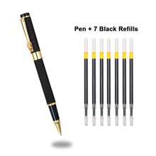 A Fashionable Metal Signature Pen/Smooth Writing/Wrinkled Lacquer Surface Business Gift Advertising Pen/High-End Men's And Women's Executive Pen/Student Calligraphy Practice Pen/Replaceable Pen Core - Black - View 12
