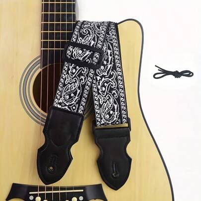 Broderad gitarrrem, klassisk justerbar axelrem, tjock vadderad, lämplig för bas och akustisk gitarr - streetwear-stil kreativ el- och folkmusiktillbehör, lämplig för bas, elgitarr och akustisk gitarr, professionella gitarrister, små verktyg, gitarrrelaterat, gitarrtillbehör, gitarrtillbehör, musiktillbehör, musikpresenter, herrpresenter, personliga presenter, födelsedagspresenter