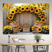 1 Piece Of Sunflower Flower Design With Bright Background Of Spring Flowers And Butterflies, Suitable For Indoor And Outdoor Photography Party Anniversary And Home Decoration Banner Background, With Various Styles And Sizes To Choose From. - Multicolor - View 4