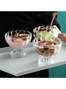 1pc Unique European Style Glass Cup, Suitable For Birthday Gift, Party, Daily Use, Can Hold Ice Cream, Fruit, Dessert, Cute Diverse Design - Multicolor - View 5
