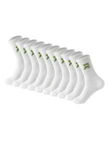 10 Pairs Upgraded Classic Mountain & Sea Pattern Solid Color Socks, Comfortable & Soft, Suitable For All Seasons, Ideal For Fitness And Running - Moisture-Wicking Breathable Fabric - Seamless Toe Design - Non-Slip Design - Suitable For Basketball, Hiking And Daily Wear - White - View 6