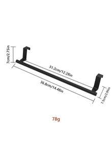 1pc Stainless Steel Towel Rack, No Drill Towel Bar, Bathroom Single Rod Towel Holder, Cabinet Storage Rack - Multicolor - View 9