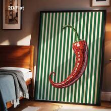 Tranh treo tường chủ đề ớt disco, tranh trang trí nhà bếp hình gia vị, tranh sọc xanh lá cây, tranh trang trí nhà bếp hiện đại, tranh minh họa thực phẩm phong cách retro, poster quả cầu disco hình ớt, trang trí nhà cửa phòng khách, trang trí tường, không khung. - Nhiều màu - Xem 3