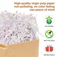 Shredded Paper For Gift Baskets, Crinkle Paper Filler, 1/2LB (8 Oz) Crinkle Cut Papers Shred, Bridesmaid Engagement Gift Boxes Bags Filler, Tissue Gifts Basket Fillers, PacFKing Grass Confetti,DiamondWhite - 鑽石白 - 查看 3