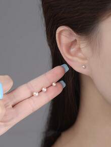 4 Pairs Elegant Pearl Stud Earrings For Girls, Delicate Minimalist Unique Pearl Earrings - Multicolor - View 7