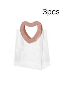1/3/10pcs Pink Heart-Shaped Handle Gift Bags, Reusable Transparent Plastic Gift Packaging Bags, Suitable For Weddings, Parties, Anniversaries, Valentine's Day, Mother's Day, Handmade Gift Boxes, Candy & Chocolate Decoration Bags - Multicolor - View 14