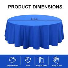 8 Pack Plastic Tablecloth 84\ Disposable Table Cloths For 6 To 8 Foot Tables Round Table Cover For Parties (Blue, Round),Round,Blue - Blue - View 3