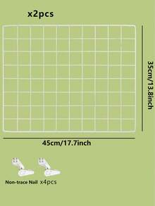 1个18*14英寸墙面网格架，铁丝网相框，壁挂式收纳架，适用于房间、宿舍、办公室展示板、返校活动，白色 - 白色 - 查看 8
